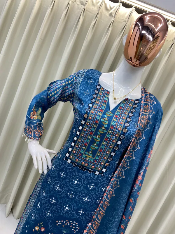 Sky_Blue_Chinon_Kurta_Set_For_Women