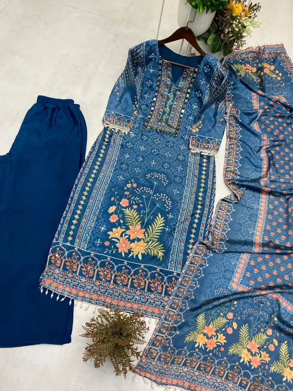 Sky_Blue_Chinon_Kurta_Set_For_Women