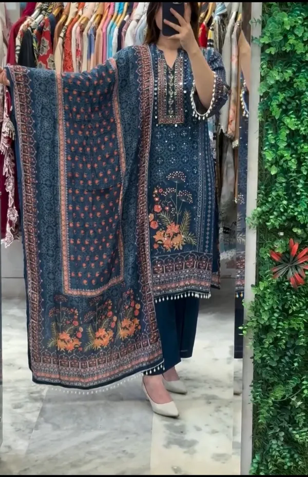 Sky_Blue_Chinon_Kurta_Set_For_Women