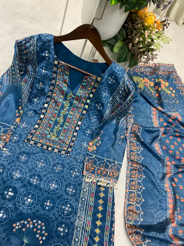 Sky_Blue_Chinon_Kurta_Set_For_Women