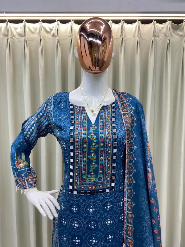 Sky_Blue_Chinon_Kurta_Set_For_Women