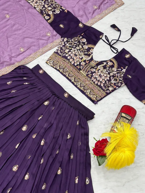 Violet_Vichitra_Silk_Lehenga_Choli_For_Women