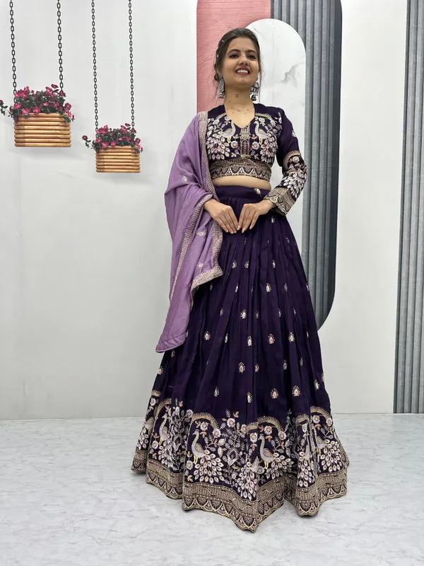Violet_Vichitra_Silk_Lehenga_Choli_For_Women
