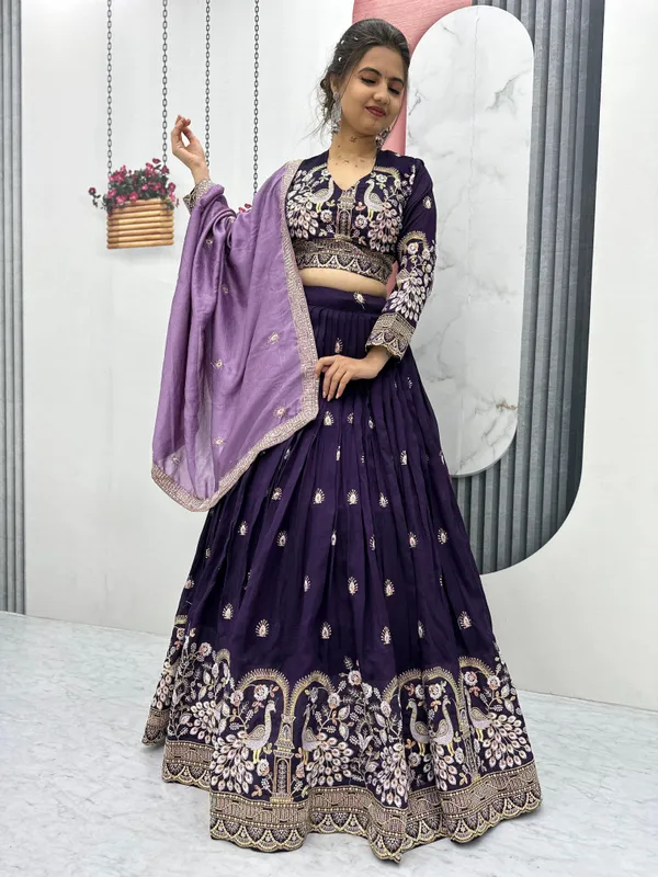 Violet_Vichitra_Silk_Lehenga_Choli_For_Women