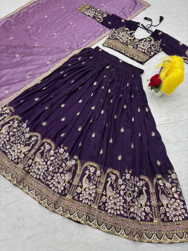 Violet_Vichitra_Silk_Lehenga_Choli_For_Women