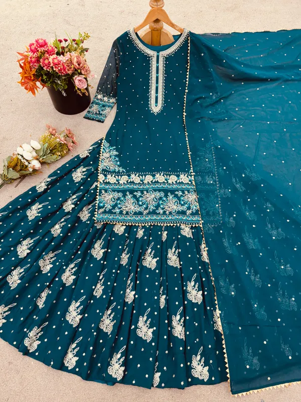 Peacock_Green_Micro_Cotton_Kurta_Set_For_Women