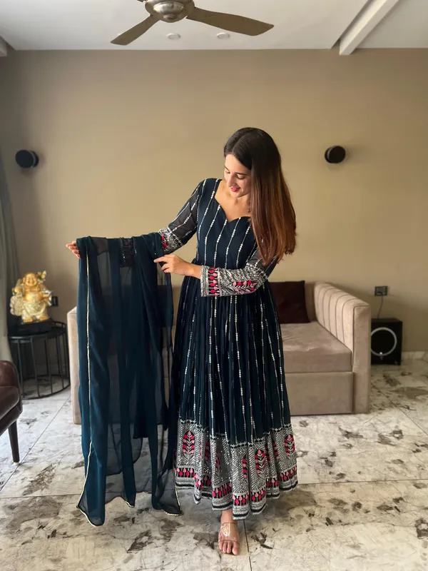 Blue_Georgette__Gown_For_Women