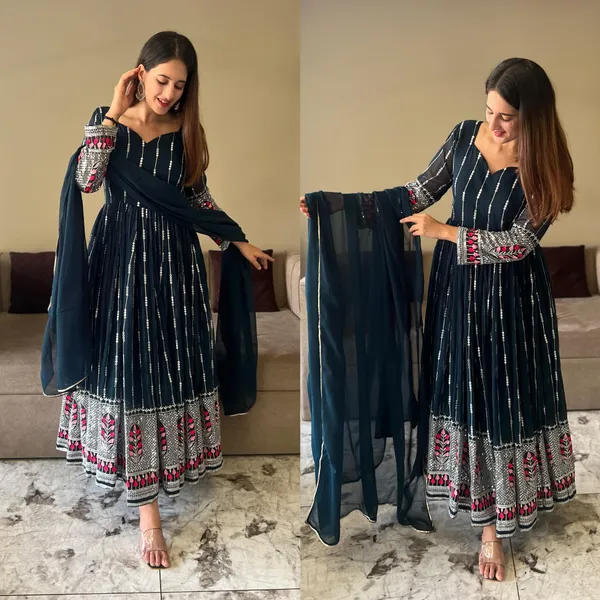Blue_Georgette__Gown_For_Women