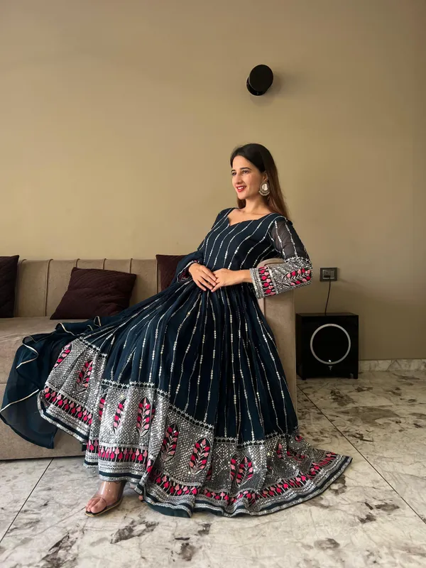 Blue_Georgette__Gown_For_Women
