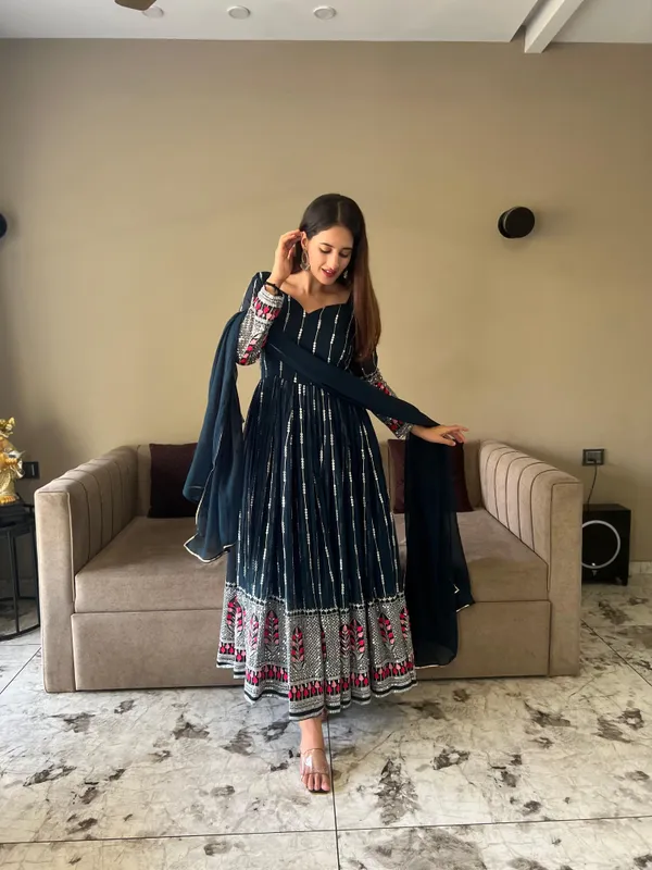 Blue_Georgette__Gown_For_Women