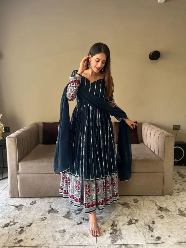 Blue_Georgette__Gown_For_Women