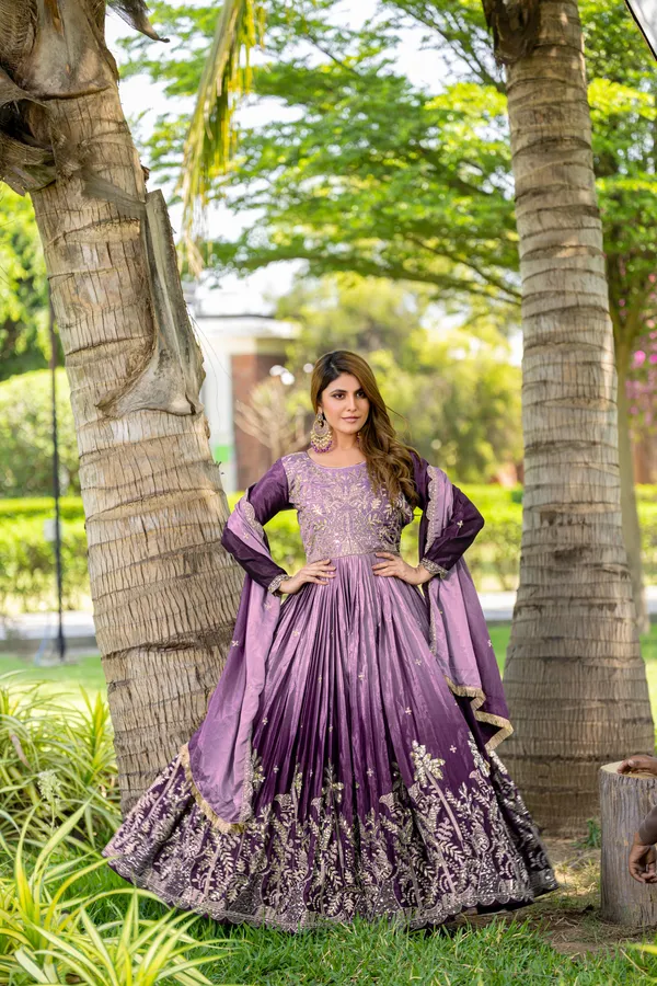 Purple_Chinon_Sequence_Embroidery_Work_Gown