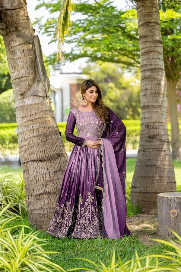 Purple_Chinon_Sequence_Embroidery_Work_Gown