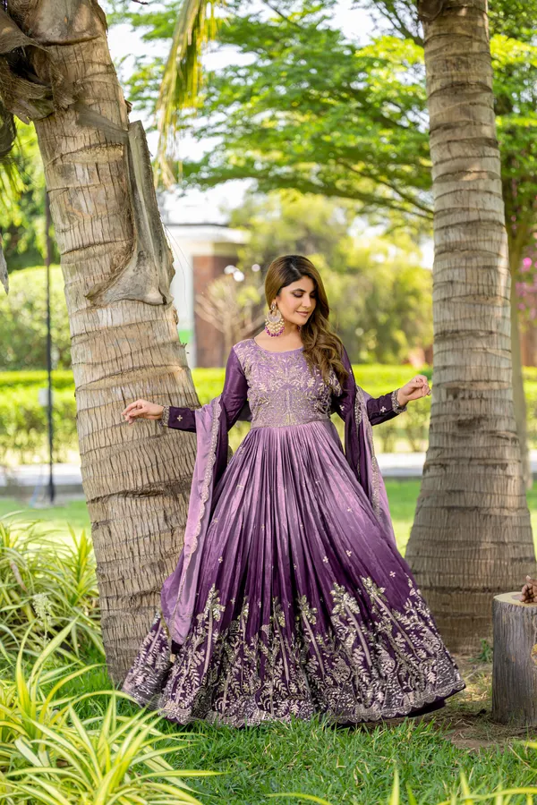 Purple_Chinon_Sequence_Embroidery_Work_Gown