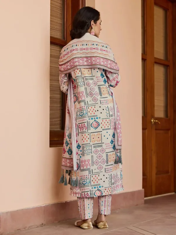 Multicolor_Cotton_Flax_Suit_Set_For_Women
