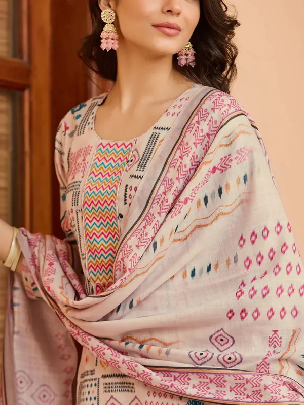 Multicolor_Cotton_Flax_Suit_Set_For_Women