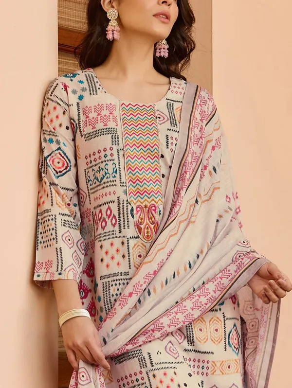 Multicolor_Cotton_Flax_Suit_Set_For_Women