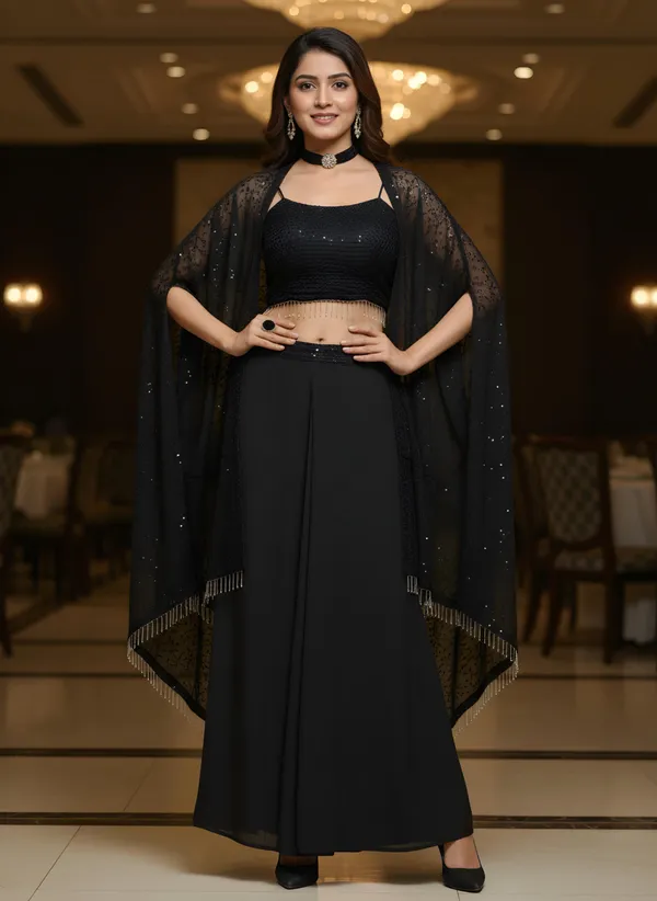 Black_Rangoli_Silk_Kurta_Set_For_Women