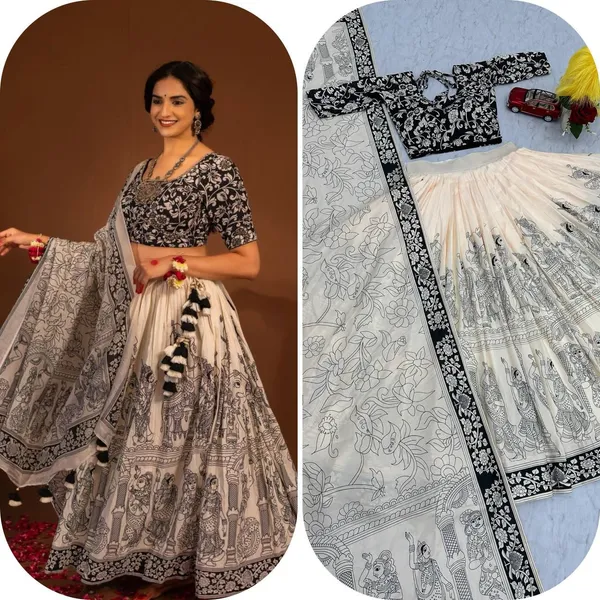 Off_White_&_Black_Micro_Cotton_Lehenga_Choli_For_Women