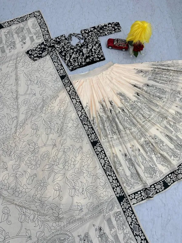 Off_White_&_Black_Micro_Cotton_Lehenga_Choli_For_Women