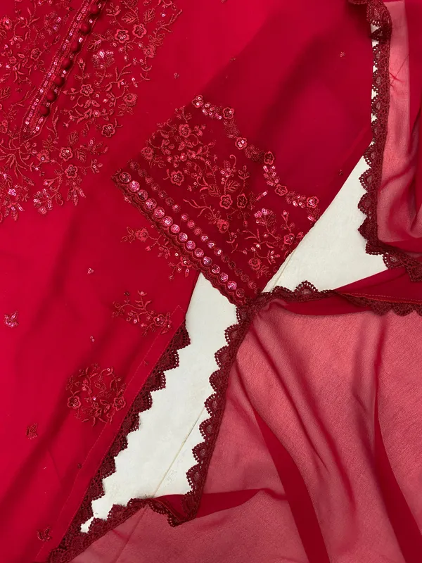Red_Georgette_Kurta_Set_For_Women