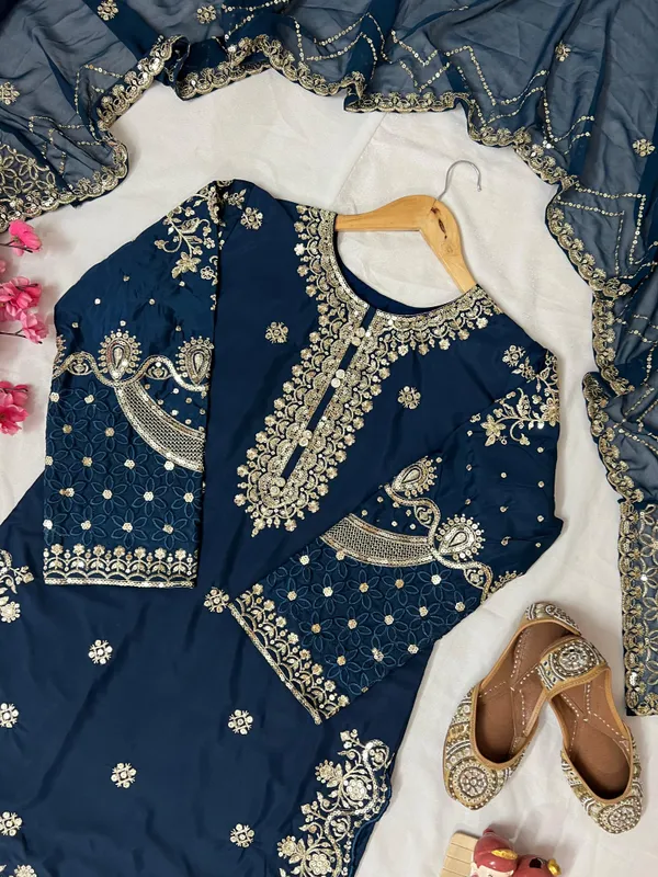 Blue_Georgette_Kurta_Set_For_Women