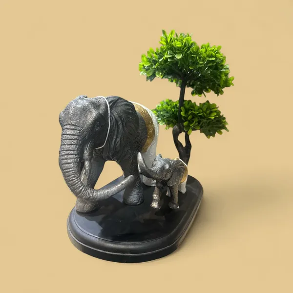 Multicolor_Resin,Elephant_Baby_Elephant_With_Tree