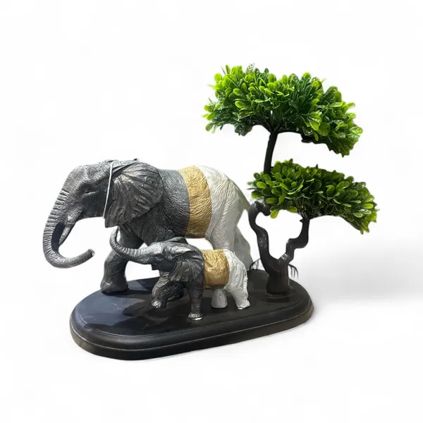 Multicolor_Resin,Elephant_Baby_Elephant_With_Tree