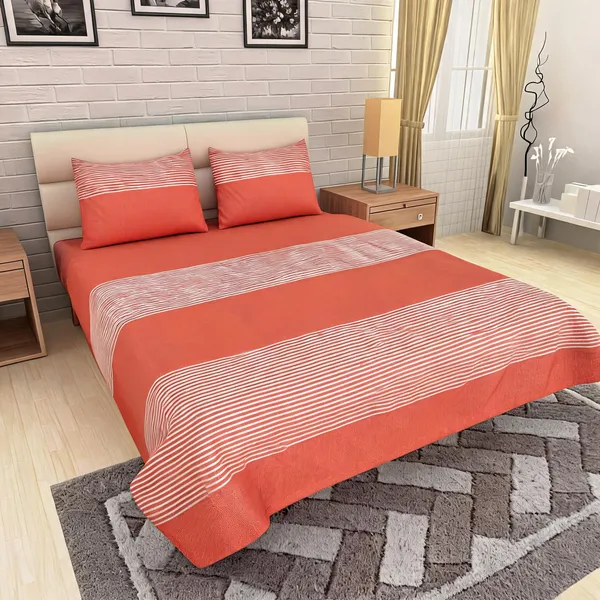Light_Red_Cotton_Striped_King_Size_Double_Bedsheet_Set_With_2_Pillow_Covers
