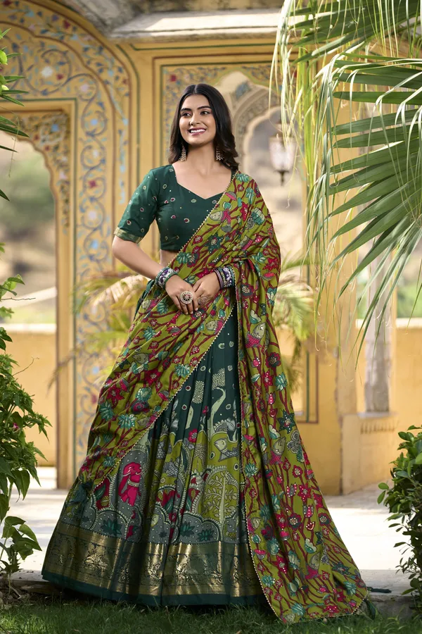 Green_Art_Silk_&_Silk_Blend_Embroidered_&__Floral_Print_&_Geometric_Print_&_Digital_Print_Lehenga_Choli_For_Women