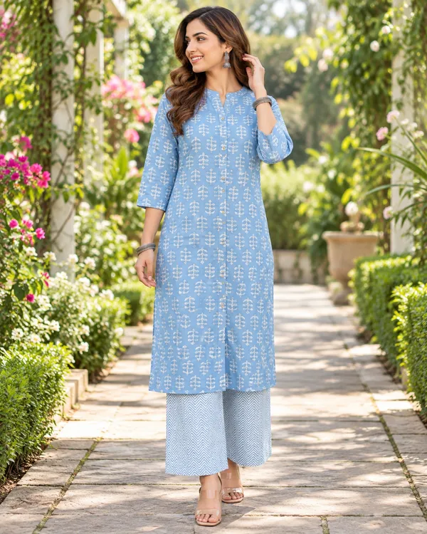 100%_Cotton_Light_Blue_Co-Ord_Set,_Designer_Printed_for_Festive,_Office,_Daily_Wear