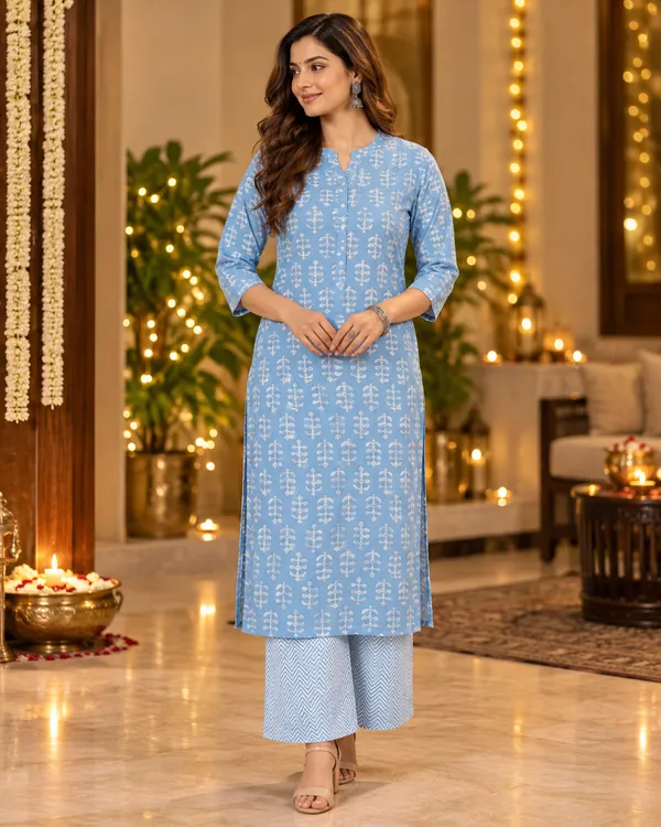 100%_Cotton_Light_Blue_Co-Ord_Set,_Designer_Printed_for_Festive,_Office,_Daily_Wear