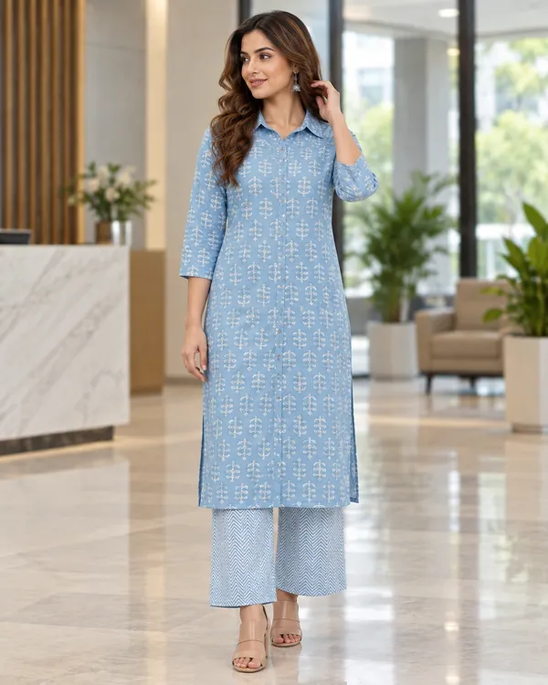 100%_Cotton_Light_Blue_Co-Ord_Set,_Designer_Printed_for_Festive,_Office,_Daily_Wear