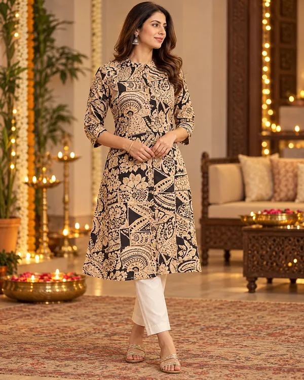 100%_Cotton_Peach_Co-Ord_Set,_Designer_Printed_for_Festive,_Office,_Daily_Wear