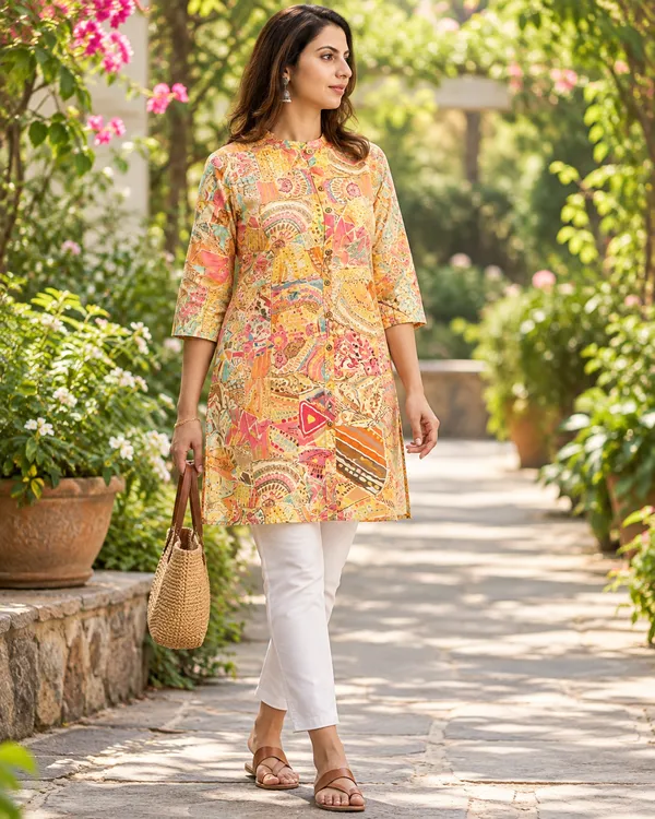 100%_Cotton_Peach_Co-Ord_Set,_Designer_Printed_for_Festive,_Office,_Daily_Wear