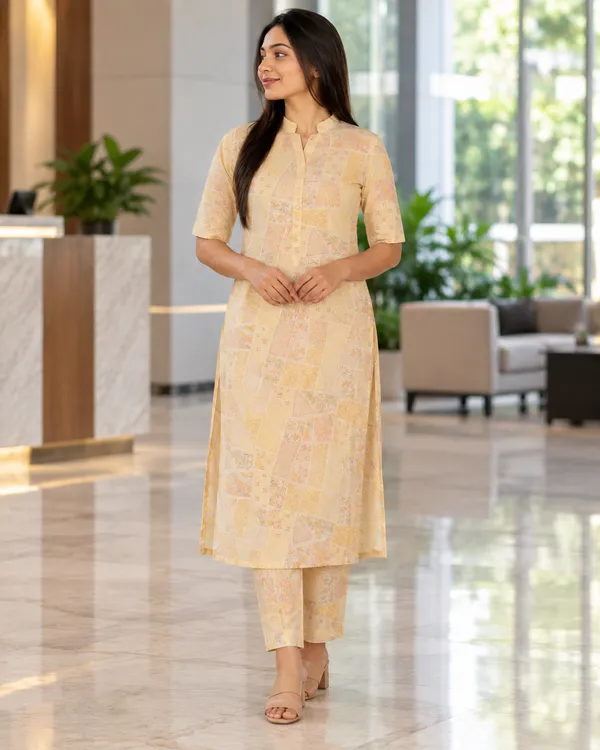 100%_Cotton_Beige_Co-Ord_Set,_Designer_Printed_for_Festive,_Office,_Daily_Wear