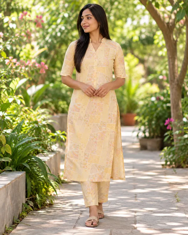 100%_Cotton_Beige_Co-Ord_Set,_Designer_Printed_for_Festive,_Office,_Daily_Wear