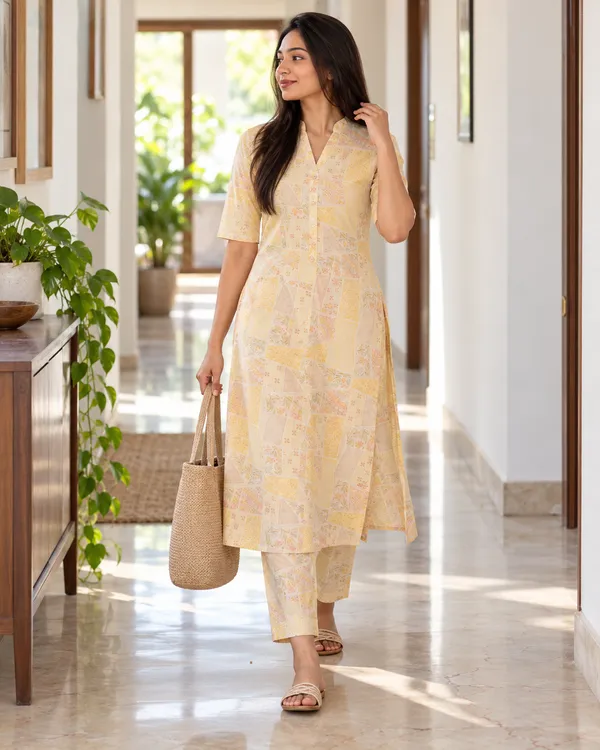 100%_Cotton_Beige_Co-Ord_Set,_Designer_Printed_for_Festive,_Office,_Daily_Wear