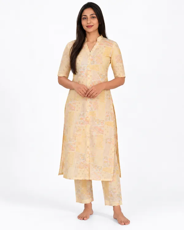 100%_Cotton_Beige_Co-Ord_Set,_Designer_Printed_for_Festive,_Office,_Daily_Wear
