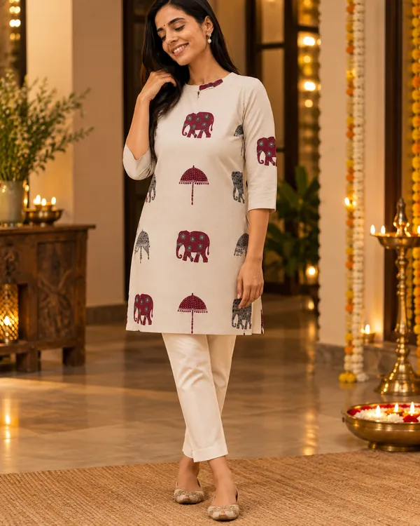 100%_Cotton_Beige_Co-Ord_Set,_Designer_Printed_for_Festive,_Office,_Daily_Wear