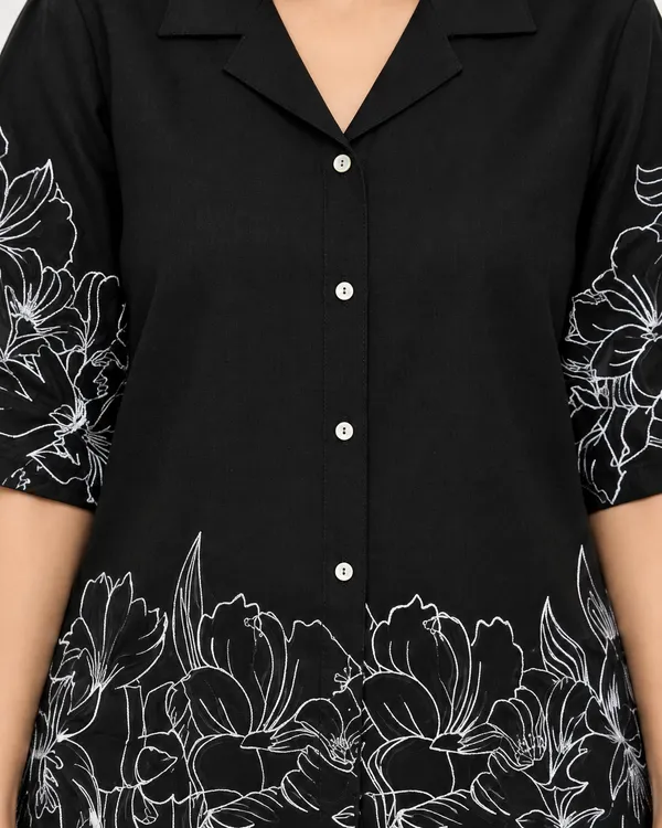 100%_Cotton_Black_Kurti_&_Pant_Set,_Designer_Floral_Printed_for_Festive,_Office,_Daily_Wear