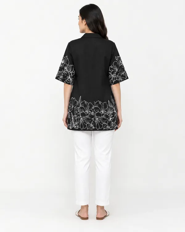 100%_Cotton_Black_Kurti_&_Pant_Set,_Designer_Floral_Printed_for_Festive,_Office,_Daily_Wear