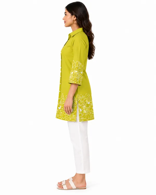 100%_Cotton_Lime_Kurti_&_Pant_Set,_Designer_Floral_Printed_for_Festive,_Office,_Daily_Wear