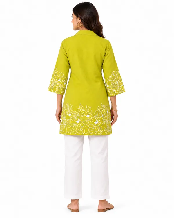 100%_Cotton_Lime_Kurti_&_Pant_Set,_Designer_Floral_Printed_for_Festive,_Office,_Daily_Wear