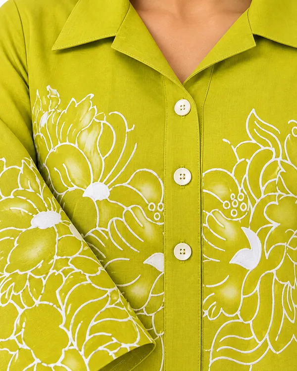 100%_Cotton_Lime_Kurti_&_Pant_Set,_Designer_Floral_Printed_for_Festive,_Office,_Daily_Wear