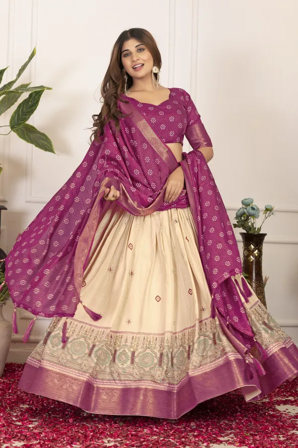 Purple_&_Beige_Art_Silk_&_Silk_Blend_Embroidered_&__Floral_Print_&_Geometric_Print_&_Digital_Print_Lehenga_Choli_For_Women