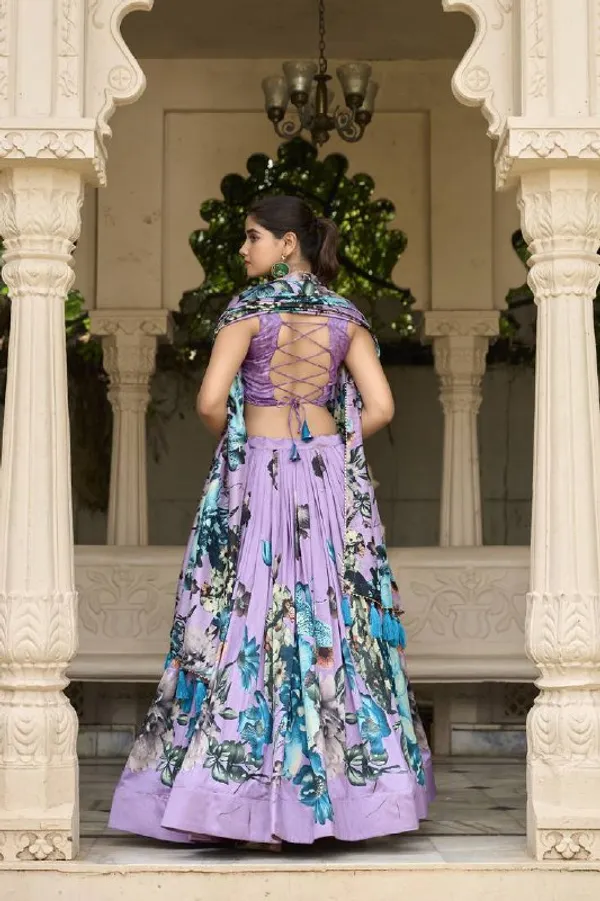 Designer_Lavender_Floral_Print_Dola_Silk_Digital_Print_Festive_Lehenga_Choli_For_Women