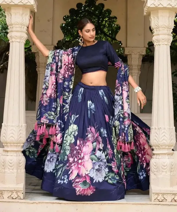 Designer_Navy_Blue_Floral_Print_Dola_Silk_Digital_Print_Festive_Lehenga_Choli_For_Women