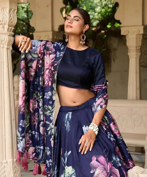 Designer_Navy_Blue_Floral_Print_Dola_Silk_Digital_Print_Festive_Lehenga_Choli_For_Women