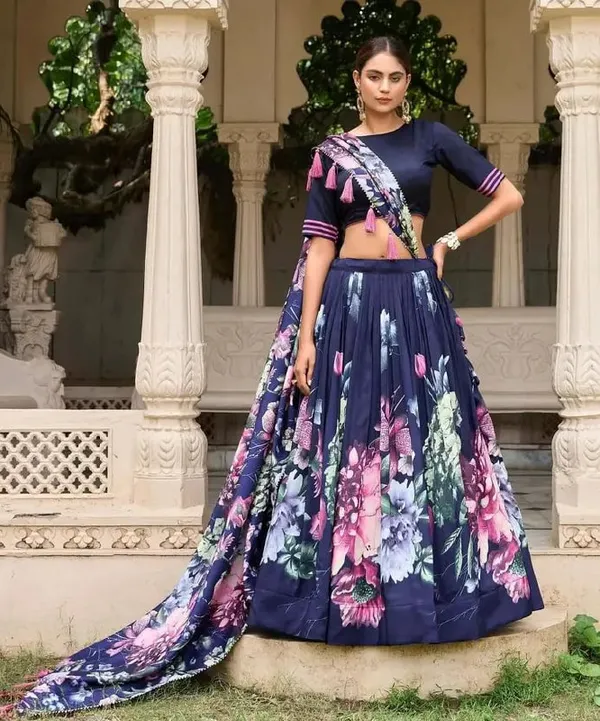Designer_Navy_Blue_Floral_Print_Dola_Silk_Digital_Print_Festive_Lehenga_Choli_For_Women